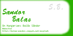 sandor balas business card