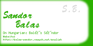 sandor balas business card